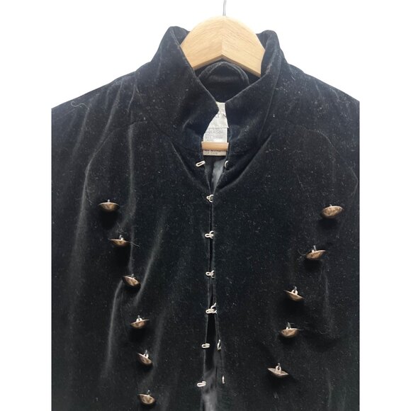 Newport News Vintage Y2K Goth Long Black Velvet Sergeant Pepper Coat - Picture 3 of 8